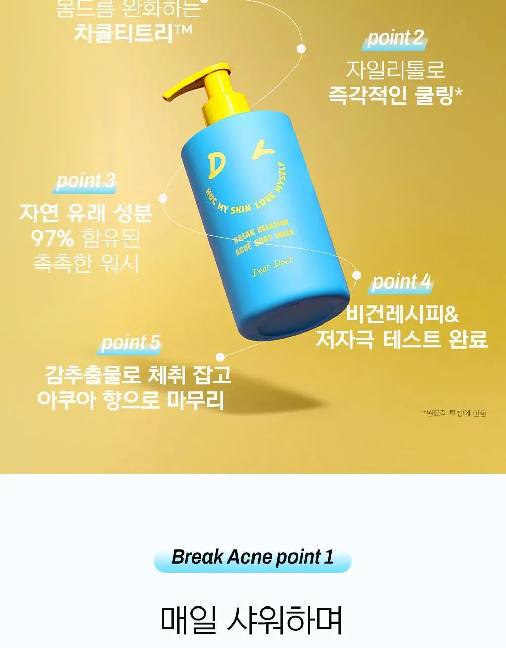[등드름완화/식물성] 디어도어 브레이크 릴렉싱 아크네 바디워시 300ml 상세페이지 7
